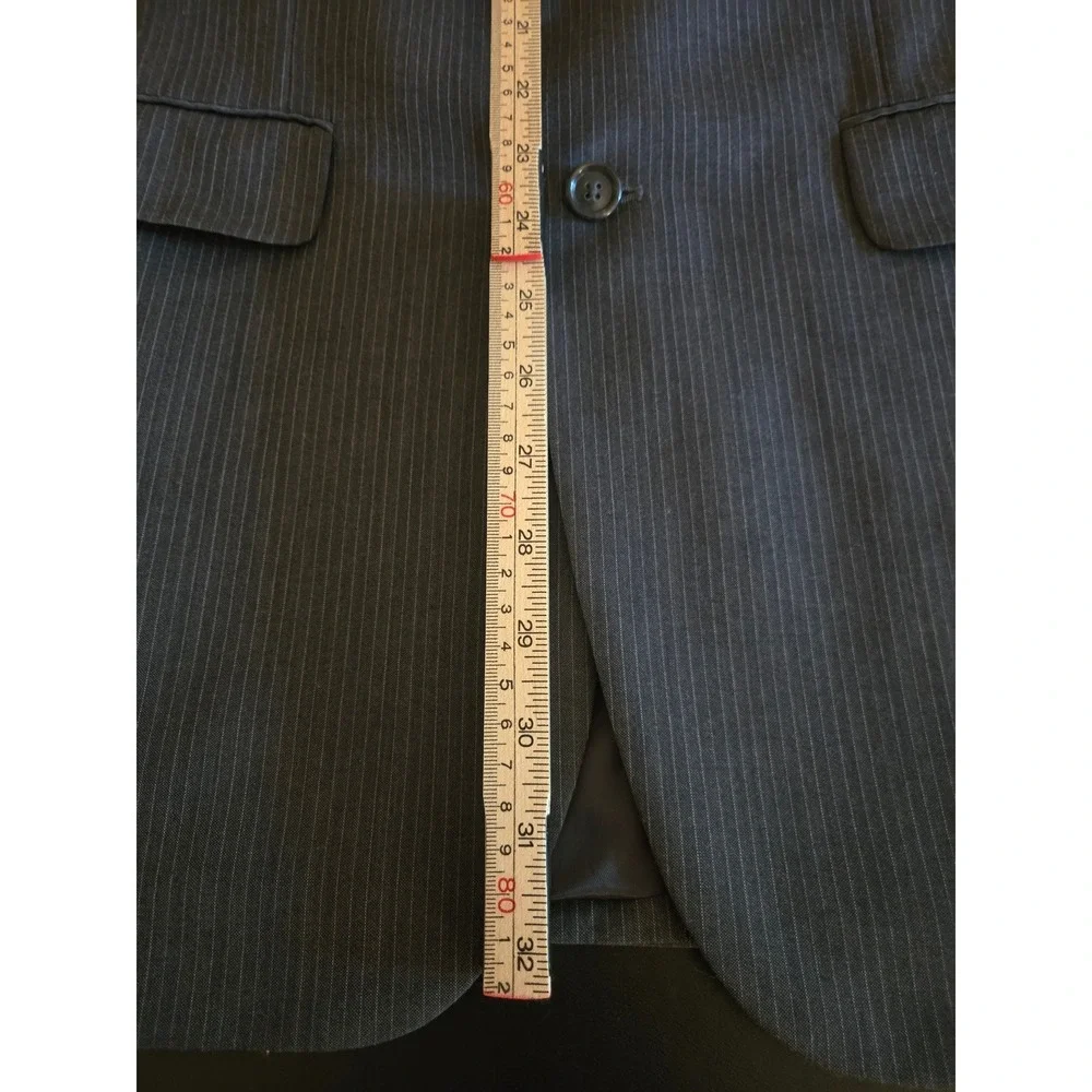 Jos. A. Bank Mens‎ 40L Wool Pinstripe 2-Piece Suit Charcoal Grey Pants 34×34